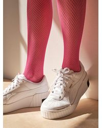 Free People Stunner Fishnet Tights - Pink