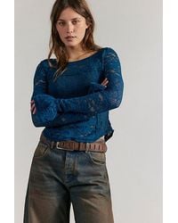 Free People - Sheer Lace Flared Long Sleeve Top - Lyst