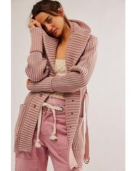 Free People - Ryanne Long Haul Cardigan At In Rose Blush, Size: Xs - Lyst