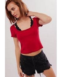 Free People - End Game Pointelle Baby Tee - Lyst