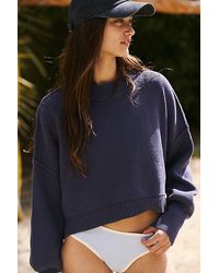 Free People - Easy Street Crop Pullover At In Blue Depth, Size: Xs - Lyst
