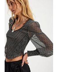 Free People - Dottie Printed Long Sleeve Knit Top - Lyst