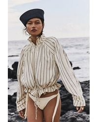 Free People - Devon Striped Balloon Funnel-Neck Jacket - Lyst