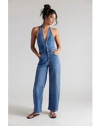 Free People - Lark Denim Jumpsuit - Lyst