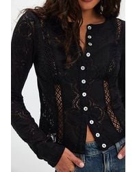 Free People - Jae Sheer Lace Knit Long Sleeve Top - Lyst