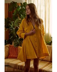 Free People - The Voyager Shirtdress At In Yolk, Size: Xs - Lyst