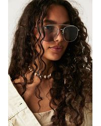 Free People - Georgiana Aviator Sunglasses At In Silver - Lyst