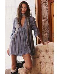 Free People - Angel Wings V-Neck Babydoll Mini Dress - Lyst
