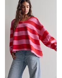 Free People - We The Free Venice V-Neck Striped Sweatshirt - Lyst