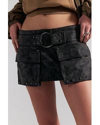 Free People - We The Free Micro Mini Suede Skort - Lyst