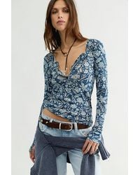 Free People - Floral Haze Henley - Lyst