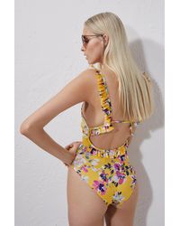French Connection Linosa Frill Swimming Costume - Multicolour