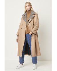 French Connection Carmelita Platform Felt Check Coat - Natural