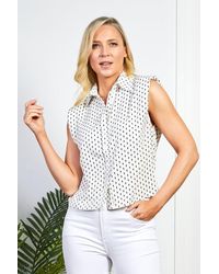 Friday's Edit - White Cropped Shirt With Black Diamond Print - Lyst