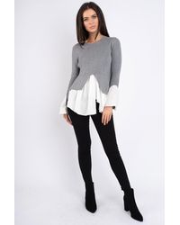 Friday's Edit Mona Shirt And Jumper All In One - Grey