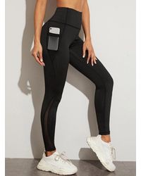 Friday's Edit Wide Band Waist Sports Leggings With Phone Pocket - Black