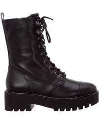 Michael Kors Anaka Black Leather Combat Boot - Lyst