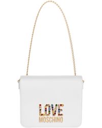 Love Moschino - Rhinestone Logo Shoulder Bag - Lyst