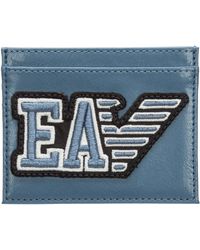 Emporio Armani Porta carte di credito portafoglio uomo pelle - Blu