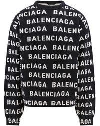 Balenciaga - All-over Logo Sweater - Lyst