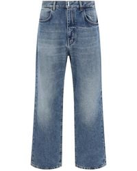 Givenchy - Light Straight Jeans With Logo Plaque - Lyst