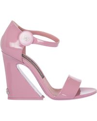 Dolce & Gabbana Leather Heel Sandals - Pink
