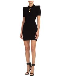 Balmain Short Mini Dress Short Sleeve - Black