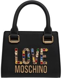 Love Moschino - Mini bag rhinestone logo - Lyst