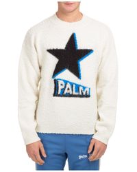Palm Angels Crew Neck Neckline Sweater Sweater Pullover Rockstar - White
