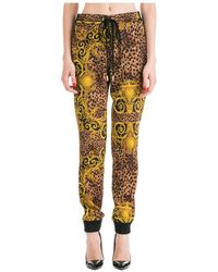 Versace Jeans Women's Sport Tracksuit Trousers Leo Baroque - Yellow