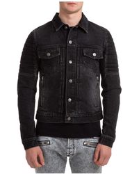 Mens black denim jacket sale Clearance