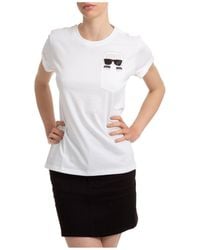 Karl Lagerfeld T-shirt Short Sleeve Crew Neck Round Ikonik - White