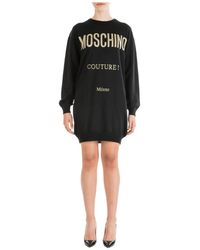 Moschino Vestito abito donna corto miniabito manica lunga oversize fit - Nero