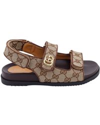 Gucci - GG Canvas & Leather Sandal - Lyst