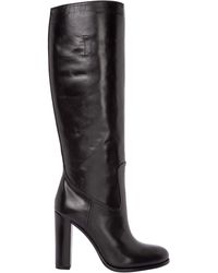 Prada Leather Heel Boots - Black