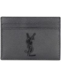Saint Laurent - Monogram Leather Credit Card Holder - Lyst