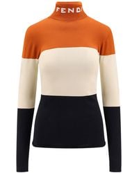 Fendi Polo Neck Sweater in Orange | Lyst