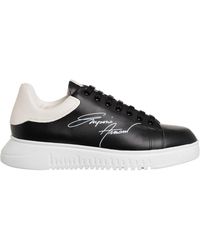 Emporio Armani - Sneakers In Pelle Con Logo Signature - Lyst