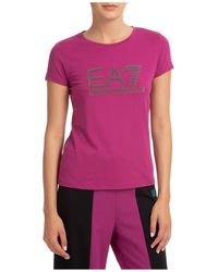 EA7 T-shirt Short Sleeve Crew Neck Round - Purple