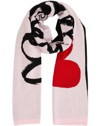 Womens Scarves and mufflers Moschino Scarves and mufflers Red Moschino Heart-print Wool Scarf in Blue 