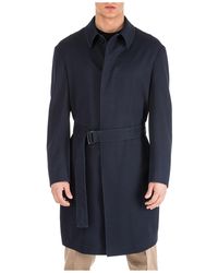 Emporio Armani Wool Coat Overcoat - Blue