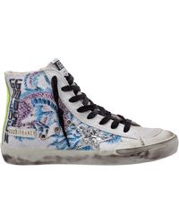 Golden Goose Shoes High Top Leather Trainers Trainers Francy - Blue