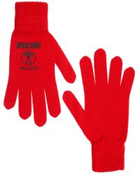 Moschino Double Question Mark Gloves - Red