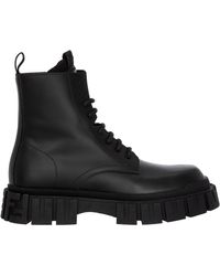 Fendi Leather Combat Boots Force - Black