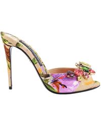 Dolce & Gabbana - Floral Printed Heeled Sandals - Lyst