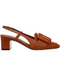 L'Autre Chose Leather Heel Sandals - Brown
