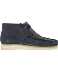 Clarks Suede Desert Boots Lace Up Ankle Boots Wallabee - Blue