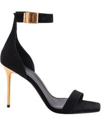 Balmain - Suede Sandals With 110 Mm Strap - Lyst