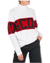 Gcds Dolcevita collo alto maglione maglia donna - Bianco