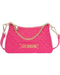 Borsa a spalla da donna avorio love moschino con maxi logo oro - LOVE  MOSCHINO - Pavidas